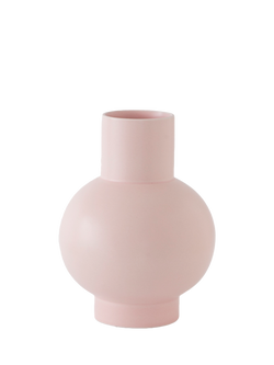 raawii Strøm Small Earthenware Vase, H16cm, Coral Blush, Coral Blush