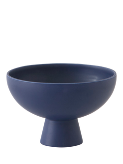 raawii Strøm Large Earthenware Footed Serve Bowl, 22cm, Blue, Blue