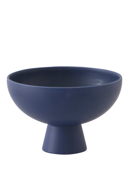 raawii Strøm Large Earthenware Footed Serve Bowl, 22cm, Blue, Blue