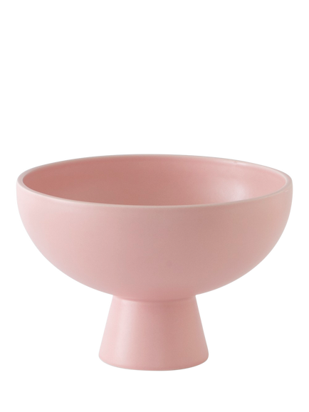 raawii Strøm Large Earthenware Footed Serve Bowl, 22cm, Coral Blush, Coral Blush