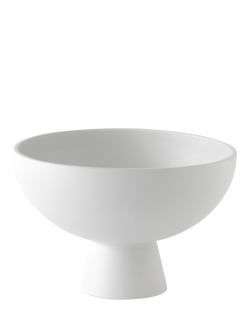 raawii Strøm Large Earthenware Footed Serve Bowl, 22cm, Vaporous Grey, Vaporous Grey