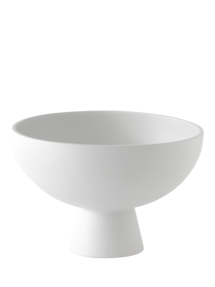 raawii Strøm Large Earthenware Footed Serve Bowl, 22cm, Vaporous Grey, Vaporous Grey