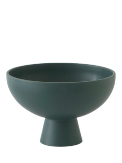 raawii Strøm Medium Earthenware Footed Serve Bowl, 19cm, Green Gables, Green Gables