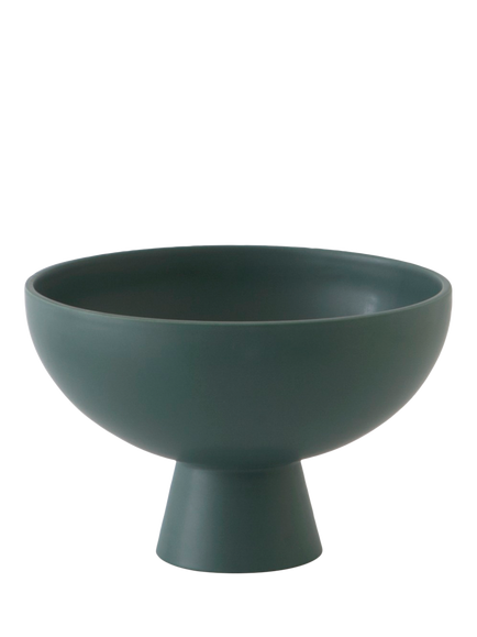 raawii Strøm Medium Earthenware Footed Serve Bowl, 19cm, Green Gables, Green Gables
