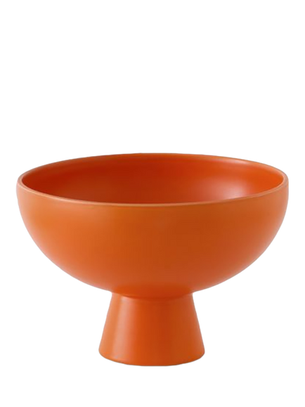 raawii Strøm Medium Earthenware Footed Serve Bowl, 19cm, Vibrant Orange, Vibrant Orange