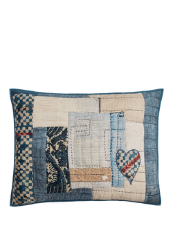 Pottery Barn Love Reversible Quilted Kingsize Bedspread, Blue/Multi, Blue Multi