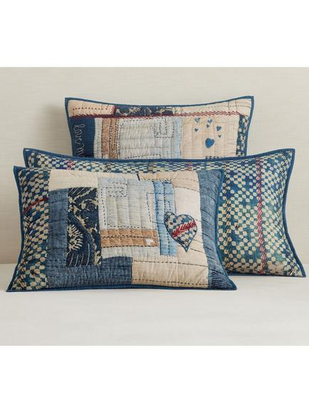 Pottery Barn Love Reversible Quilted Kingsize Bedspread, Blue/Multi - view 2, Blue Multi