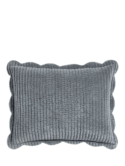 Pottery Barn Velvet Scallop Edge Reversible Bedding - view 2, Stormy Blue