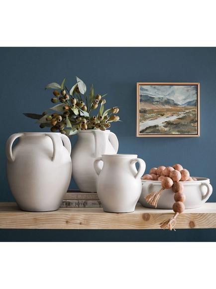 Pottery Barn Joshua Earthenware Vase, H36cm - view 2, White