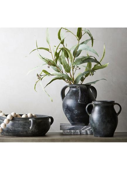 Pottery Barn Joshua Earthenware Vase, H30cm, Black - view 2, Black