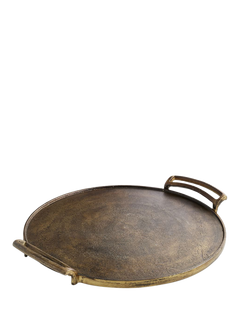 Pottery Barn Rustic Medium Round Tray, Gold