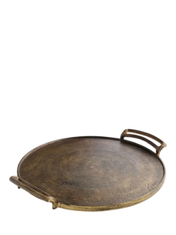 Pottery Barn Rustic Medium Round Tray, Gold, Gold