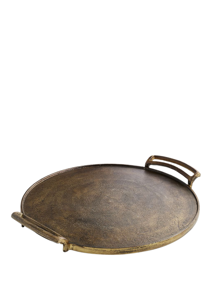 Pottery Barn Rustic Medium Round Tray, Gold, Gold