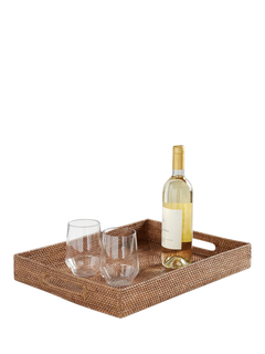 Pottery Barn Tava Rattan Serve Tray, Honey