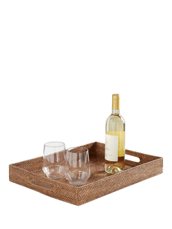 Pottery Barn Tava Rattan Serve Tray, Honey, Honey
