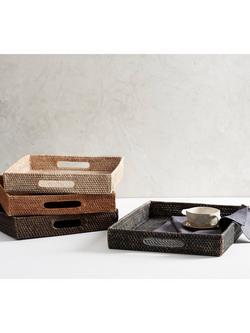 Pottery Barn Tava Rattan Serve Tray, Honey - view 2, Honey