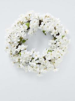 John Lewis White Blossom Wreath, Dia.40cm, White