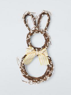 John Lewis Easter Bunny Shaped Rattan Wreath, H50cm, Brown