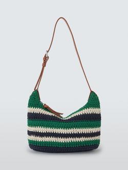 John Lewis Knitted Mini Tote Bag, Multi - Grn/ Nvy, Multi - Grn/ Nvy