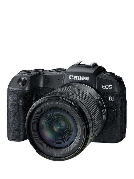 Canon EOS RP Compact System Camera with RF 24-105mm IS STM Lens, 4K Ultra HD, 26.2MP, Wi-Fi, Bluetooth, OLED EVF, 3" Vari-Angle Touch Screen, Black, Black