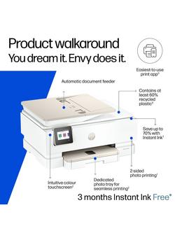 HP ENVY Photo 7930 All-in-One Wireless Printer, HP Instant Ink Compatible, White - view 2, White
