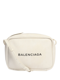 Pre-loved Balenciaga Leather Silver Hardware Crossbody Bag, White, White