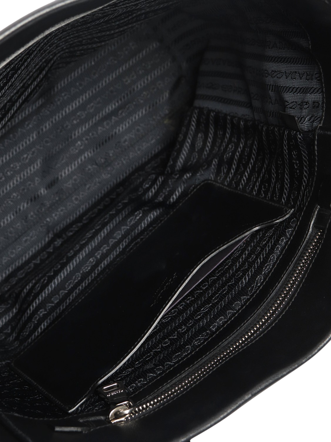 Product image 7 of 7, which shows Pre-loved Prada Leather Silver Hardware Tote Bag, Black