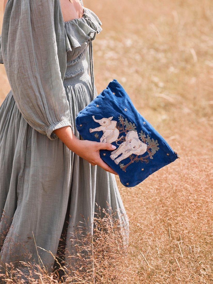 Product image 5 of 5, which shows Elizabeth Scarlett Baby Elephant Pouch, Navy
