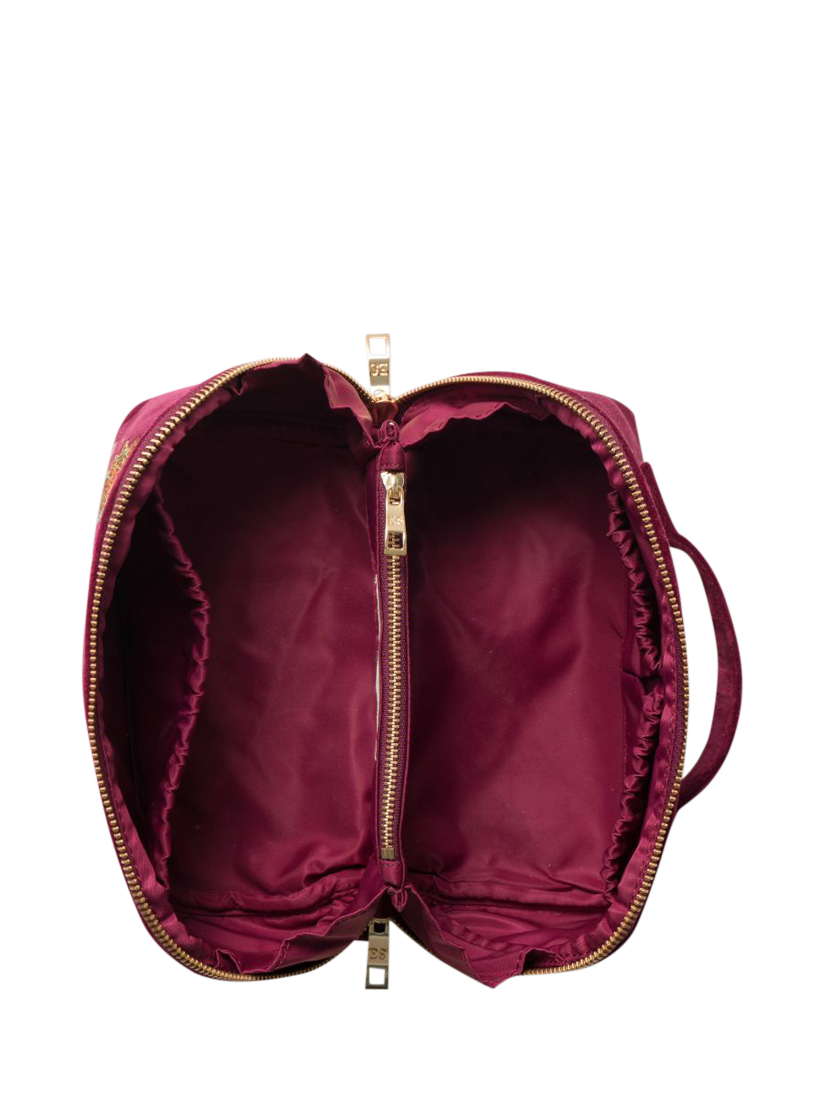 Product image 4 of 4, which shows Elizabeth Scarlett Enchanted Elephant Flat Lay Makeup Bag, Ruby