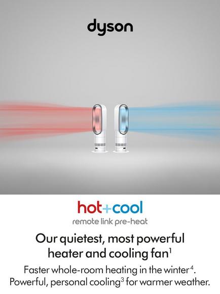 Dyson Hot+Cool HF1 Remote Link Pre-heat Heater & Cooling Fan, White/White - view 2, White/White