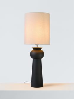 John Lewis Adila Ceramic Table Lamp, Black, Black