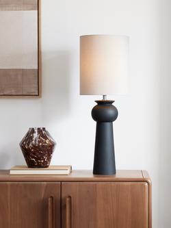 John Lewis Adila Ceramic Table Lamp, Black - view 2, Black