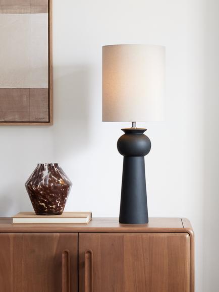 John Lewis Adila Ceramic Table Lamp, Black - view 2, Black