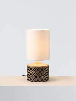 John Lewis Kollur Short Cylindrical Table Lamp, Wood, Wood