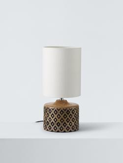 John Lewis Kollur Short Cylindrical Table Lamp, Wood - view 2, Wood