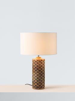 John Lewis Kollur Tall Cylindrical Table Lamp, Wood, Wood