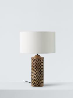 John Lewis Kollur Tall Cylindrical Table Lamp, Wood - view 2, Wood
