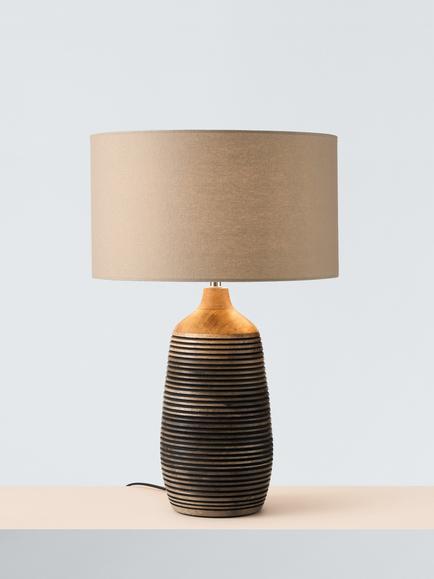 John Lewis Kerala Grooved Table Lamp, Mangowood, Mangowood