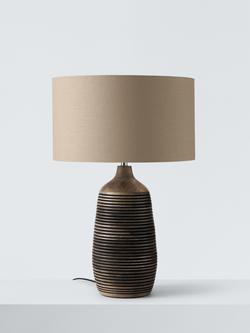 John Lewis Kerala Grooved Table Lamp, Mangowood - view 2, Mangowood