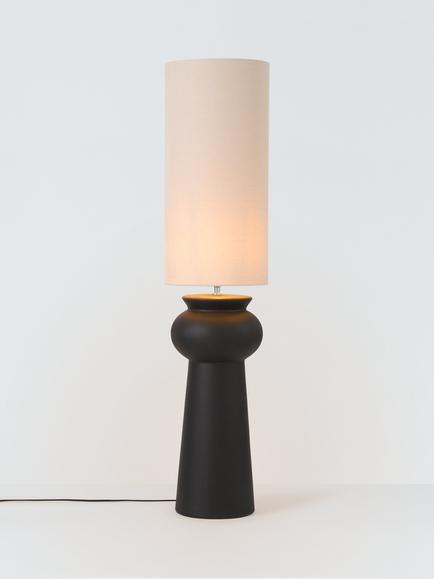 John Lewis Adila Ceramic Floor Lamp, Black, Black