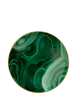 L'OBJET Malachite Porcelain Small Dish, 13cm, Green/Gold, Green