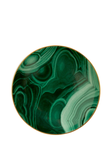 L'OBJET Malachite Porcelain Small Dish, 13cm, Green/Gold, Green