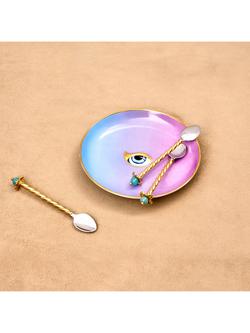 L'OBJET Lito Porcelain Plate, 13cm, Blue/Pink - view 2, Blue/Pink