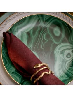 L'OBJET Malachite Porcelain Canape Plates, Set of 4, 13cm, Green/Gold - view 2, Green
