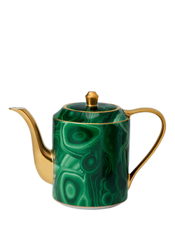 L'OBJET Malachite Porcelain Teapot, 1.1L, Green/Gold, Green