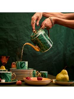 L'OBJET Malachite Porcelain Teapot, 1.1L, Green/Gold - view 2, Green