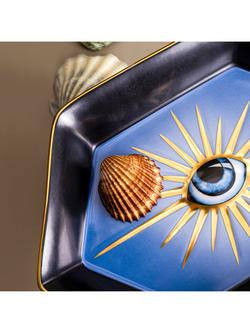 L'OBJET Lito Hexagon Porcelain Tray, Blue/Black - view 2, Blue/Black