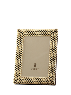L'OBJET Braid Brass Photo Frame, Gold Plated, Gold