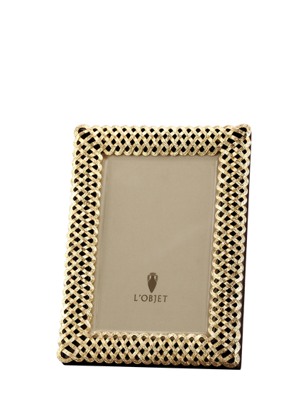 L'OBJET Braid Brass Photo Frame, Gold Plated, Gold
