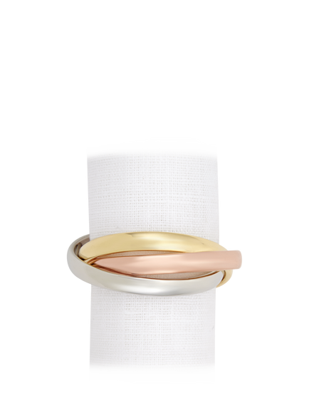 L'OBJET Triple Band Napkin Rings, Set of 4, Multi, Gold / Silver / Rg